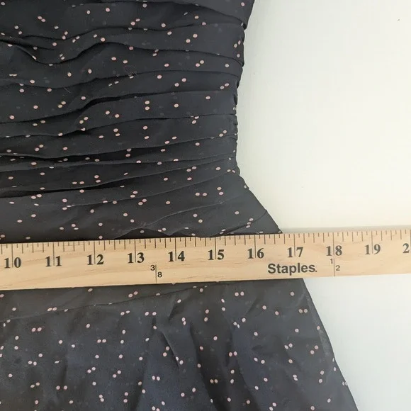 VTG Y2K Kay Unger Black Polka Dot Ruched Strapless Dress Silk Chiffon Tiered 12 - Picture 9 of 9